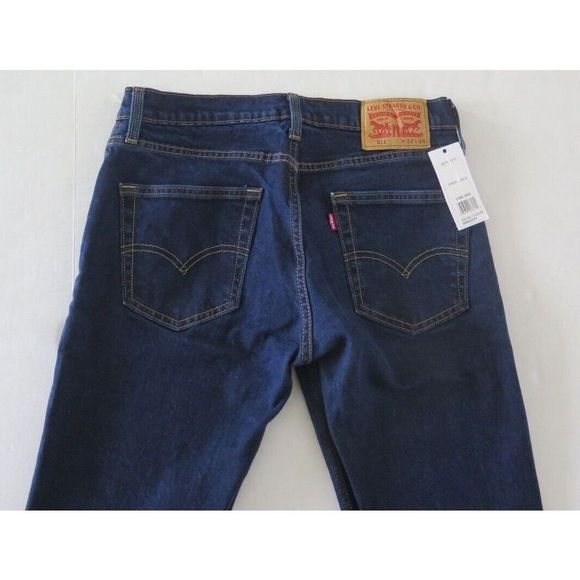 Levi's 511 Men's Sz 32x34 Dark Blue Pre Worn Straight Fit Distressed Jeans - Picture 7 of 7